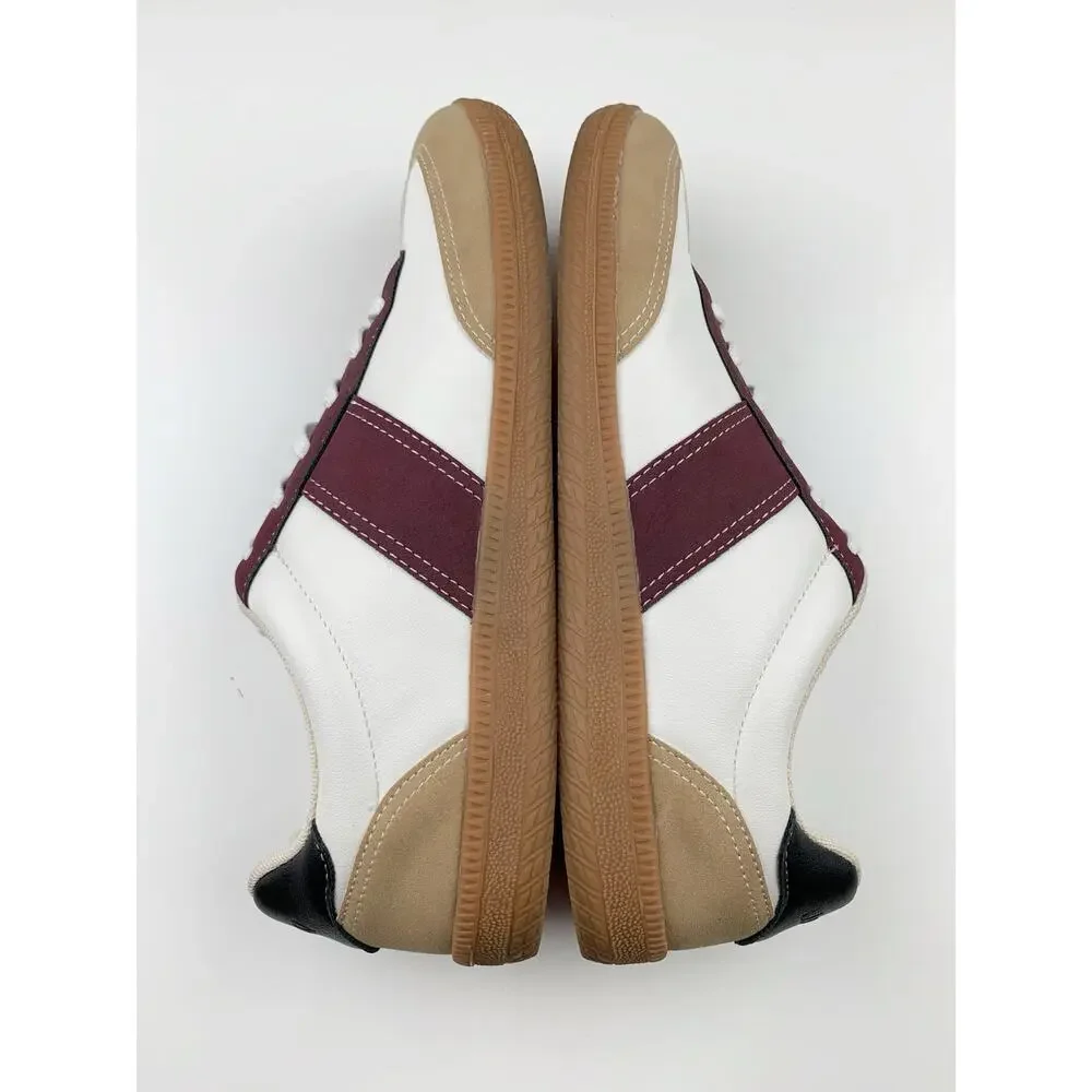 J Crew Field Sneakers Retro Tan Red Casual Faux Leather Lifestyle Women's 10